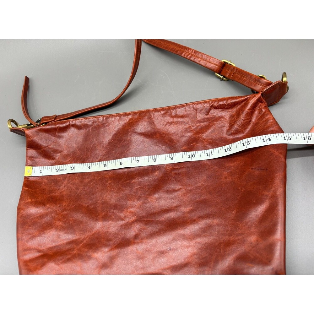 JLP Melbourne Genuine Leather Hobo Shoulder Bag Cognac Brown Slouchy Large Zip - Picture 5 of 8